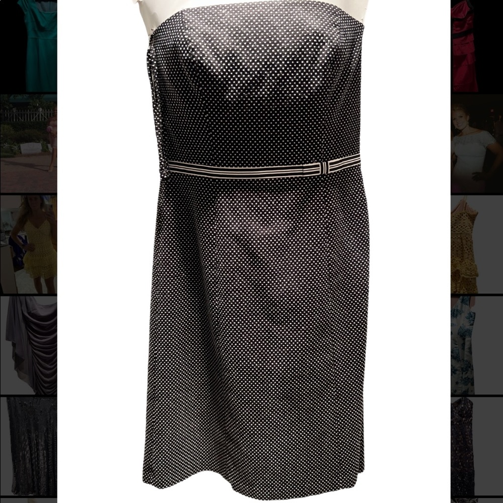 Ann Taylor Strapless Black and White Polka Dot Dress